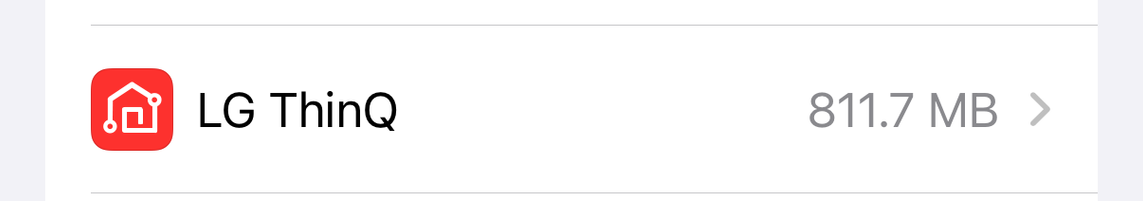 LG ThinQ app: 811.7 MB