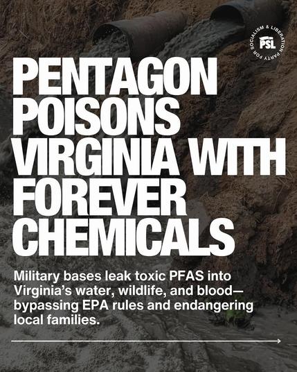 - Military bases leak toxic PFAS into Virginia’s water, wildlife, and blood— bypassing EPA rules and endangering local families.