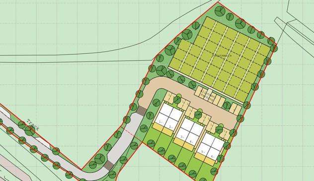 The proposed layout of new homes and allotments