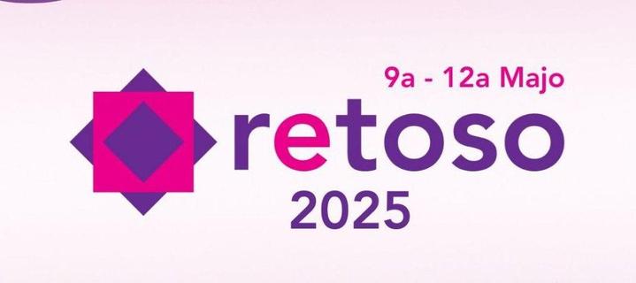 Logo de retoso 2025, kun datoj: de 9a al 12a de majo.