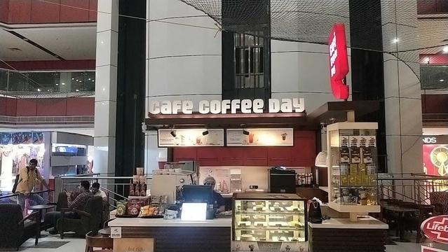 A Cafe Coffee Day outlet in a shopping mall.