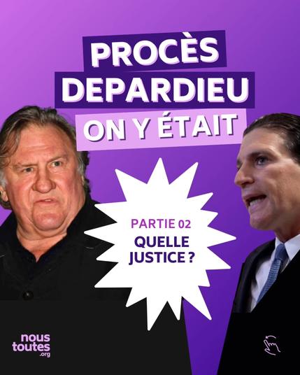 Procès Depardieu, on y était !

Il y a une photo de Gérard Depardieu, il a une tête aigrie. À côté de lui, il y a une photo de son avocat, Me Assous. Il à la bouche ouverte. Entre eux, il y a une bulle avec le texte : "Partie 2. Quelles justice ?"