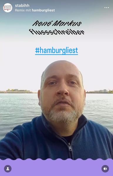 René Markus - Flussschreiber (Screenshot eines Insta-Reels auf der Elbe)