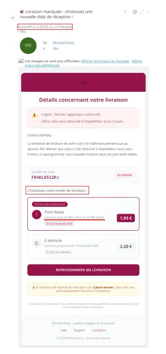 Quand tu reçois un mail à 4:05 de Mondial Relay pour t'annoncer que la livraison n'a pas pu se faire dans la nuit.

Sérieux, ces idiots d'escrocs, ils sont cons ou ils sont vraiment trop cons.

Et dire qu'il y a encore des personnes qui répondent à ce genre de mail ou de SMS ?