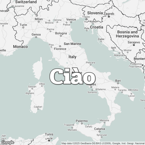 Map of Vatican City overlaid with a translation of the word "hello": Ciào.