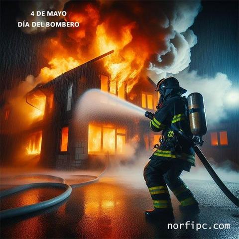 Bombero apagando un incendio
