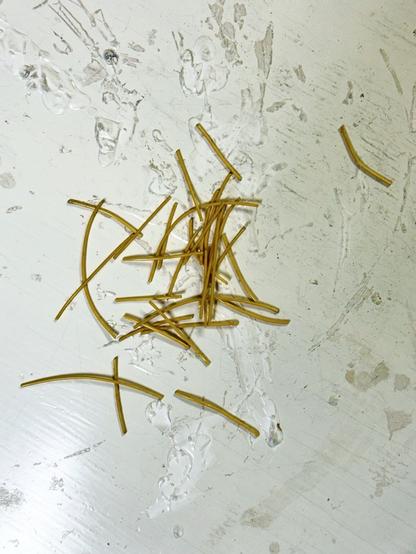 Cut shavings from antenna
