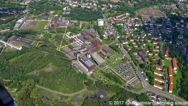 An aerial photo of the coal mine of the unesco world heritage site Zollverein.