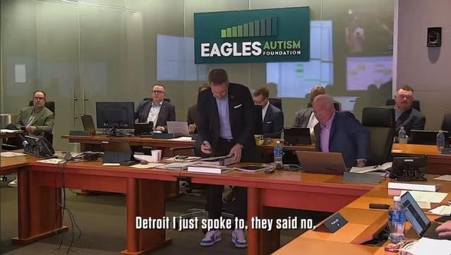 As is tradition now. Howie Roseman called Adam again about moving up. Peters said there is a division tax.