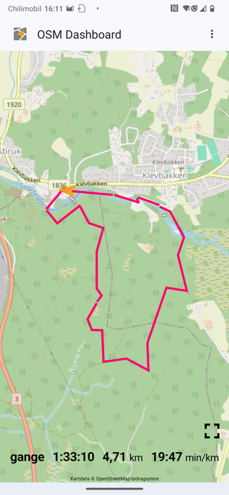 OpenTracks gps tracking of our walk. 4,7 km