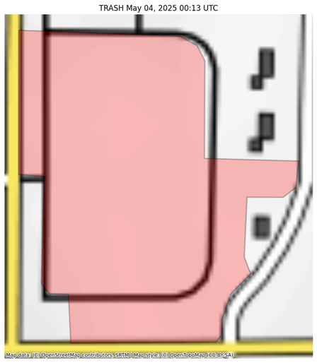 Visual map representation of the TRASH wildfire, showing the perimeters of the 10.2 acre fire on a map.