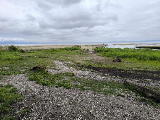 Sand und Kies, weit hinten der Bodensee