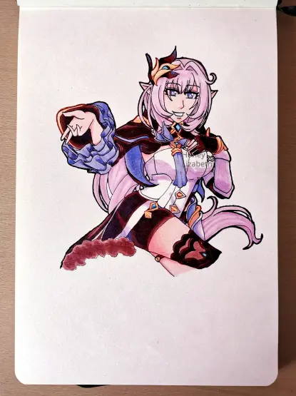 Photo of the Elysia Drawing I did with markers. The pose is the sale one from the render.