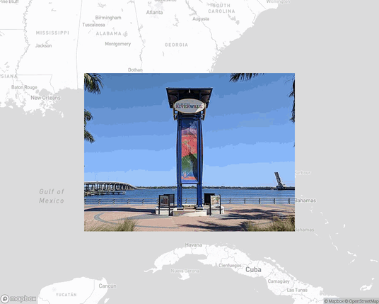 A photo of or from a park from the linked website, overlaid on a cropped world map where it's located.