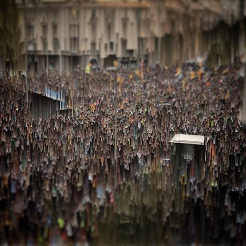 A distorted view of a crowd in Barcelona
