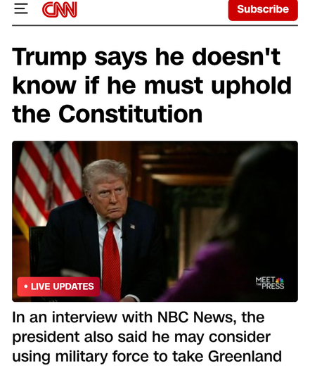 The Dumpster pictured in an interview with meet the press answering "I don't know" when asked if he must uphold the Constitution of the USA.