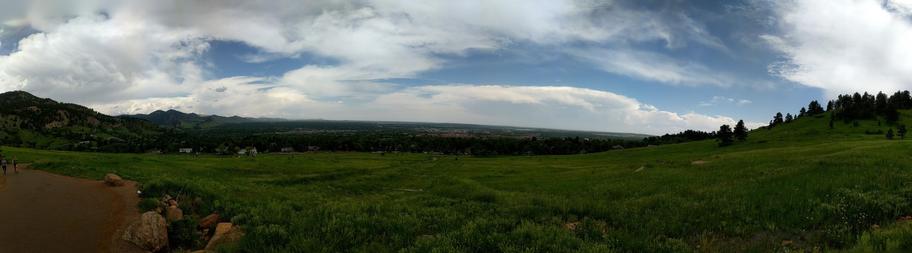 Panoramic view of flatiron in boulder, CO