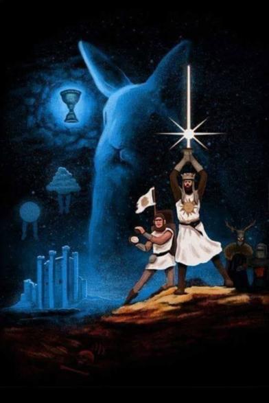 monty python and the holy grail artwork in the style of the original star wars poster