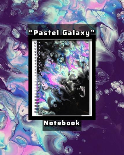 Neon colors in a diagonal strip across the convex evoking a world of imagination. On a notebook.