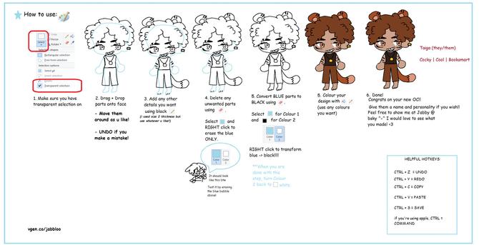 Instructions for using the drawing base for the humanoid character.
