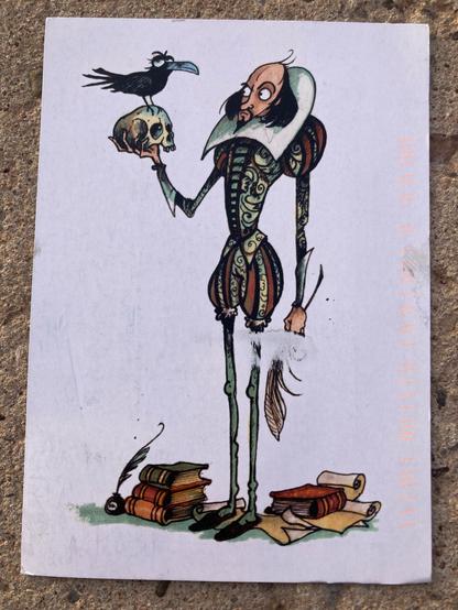 postcard of cartoon shakespeare