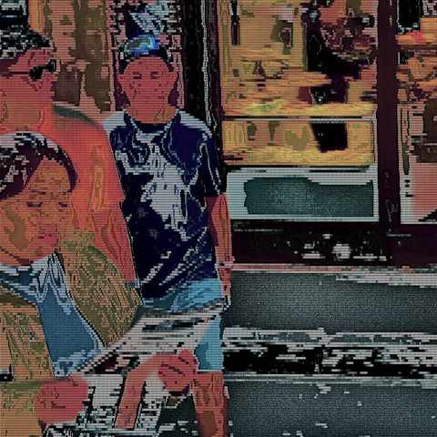 Barcelona digital edited street photography, made with the GNU Image Manipulation Program + Grid BW Color (G'MIC-Qt).