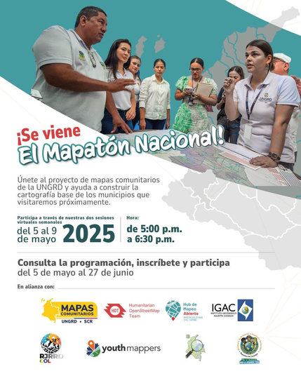 La imagen muestra el cartel de la convocatoria del evento. En el mismo se puede ver una fotografía en la que aparecen varias personas alrededor de un mapa.