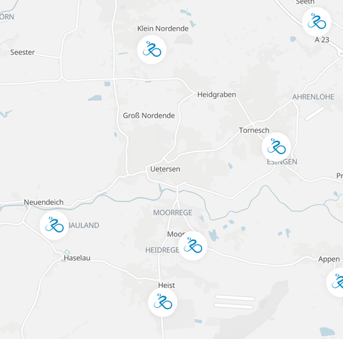 Stadtradeln Karte von Uetersen mit Umland. Alle angrenzenden Kommunen machen mit, nur Uetersen nicht.