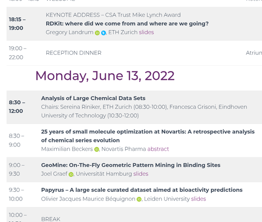 Screenshot of the 2022 website (https://web.archive.org/web/20230307003711/https://iccs-nl.org/general-information/scientific-program/) showing five oral presentations on Sunday evening, and Monday morning June 13, 2022. Several speakers have their ORCID lists, and one also their Twitter account.