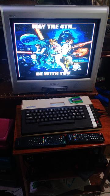 A poster for Star Wars Day, May the 4th be with you, displayed on a Sony Wega Trinitron on an Atari 800XL PAL.