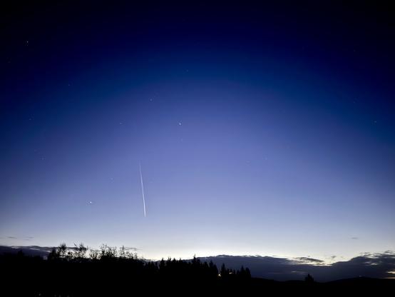 View of the Kielder night sky with a aeroplane acting as a fake comet ;)