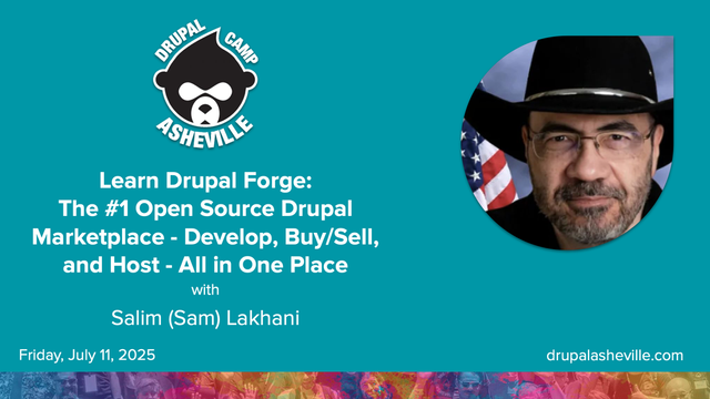 Learn Drupal Forge: The #1 Open Source Drupal Marketplace - Develop, Buy/Sell, and Host - All in One Place media card with headshot of Salim Lakhani