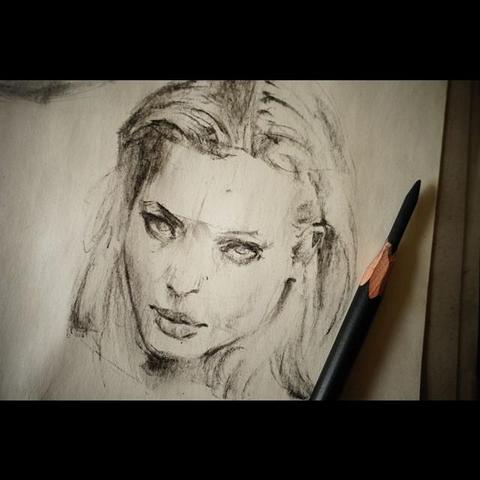 portrait sketch in charcoal
