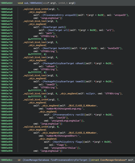 After: The same Objective-C function but with reference counting function calls hidden. The structure of the function is clear!