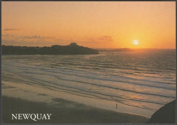 Printed colour postcard showing a view of the sunset at Newquay in Cornwall.

Published by J. Salmon Ltd, Sevenoaks, No 2-45-03-23, c.1990s.

Postally unused.

Excellent condition, with minimal corner bumps.