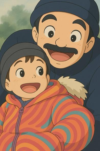 Father and daughter outside in winter clothes