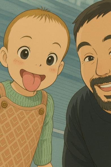 Father and toddler smiling for a photo