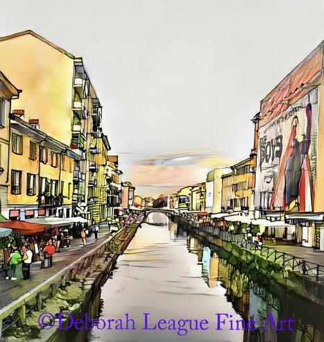 Navigli is home to the last of Milan's arterial waterways designed by Leonardo DaVinci for transporting goods in and out of Milan. Located in the Italian region of Lombardy, they date back as far as the Middle Ages. The system consists of five canals: Naviglio Grande, Naviglio Pavese, Naviglio Martesana, Naviglio di Paderno, Naviglio di Bereguardo.

Specifically, Navigli is the name of the triangle bounded by Milan Naviglio Grande and the Naviglio Pavese which is headed by the Porta Ticinese dock and covering a large part of the southwestern quadrant of the city. It is a charming bohemian suburb, where you can sightsee, shop and dine.

This Image is one of a five-part series.