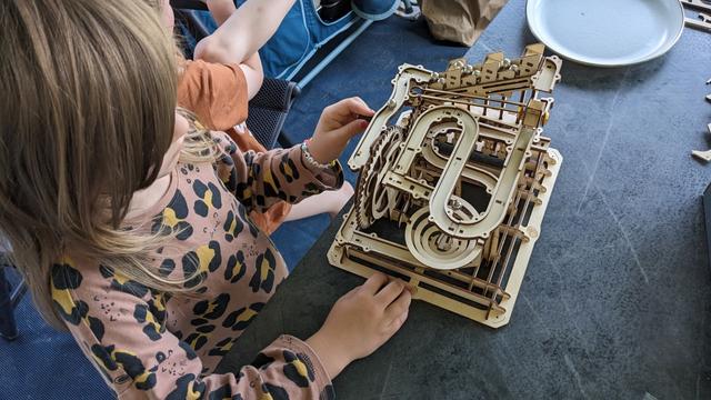 My kids playing with marble run