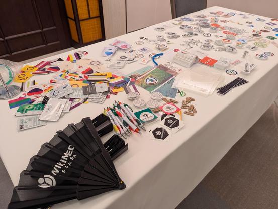Stickers and fan swag.