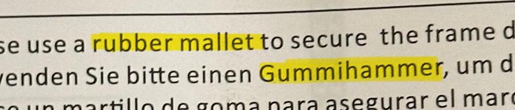 Rubber mallet is apparently “gummihammer”