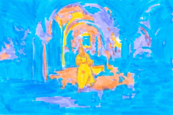 4x6 marker illustration of the Statue