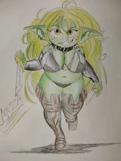 It's a goblin girl with a knife