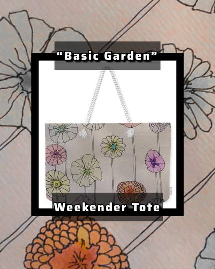 a cute and small watercolor group of unique and cool flowers popping up all over the page. On a weekender.