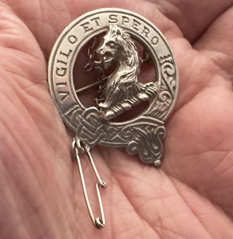 Galbraith Clan family brooch, Vigilo et spero which is “I watch and hope”.