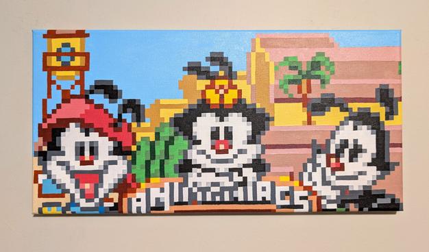 a pixel painting of animaniacs