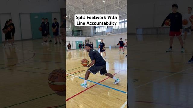 Split Stance Footwork With Line Accountability!  #basketball #hooping #ballislife