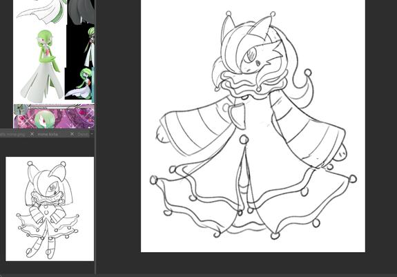 the pokemon gardevoir redesigned to look like a Pierrot mime