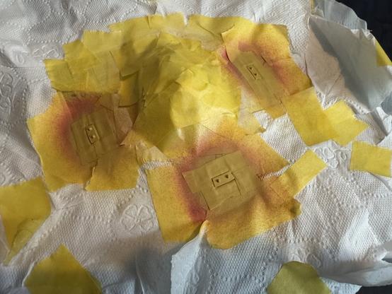 The raised areas were then painted yellow.