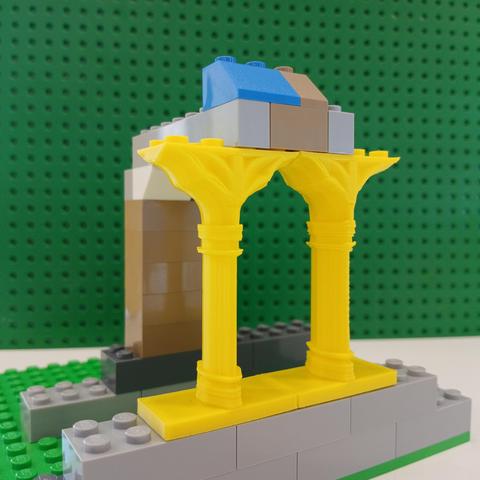 3d printed cloister columns and lego bricks